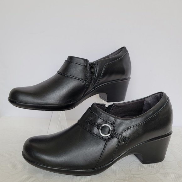 CLARKS Genette Curve Leather Slip-On Shoes- Black color- Women's Size 9.5M - Picture 5 of 13